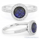 1.91ct Round Cut Blue Lab Sapphire & Diamond 14k White Gold Halo Engagement Ring 1.91ct Round Cut Blue Lab Sapphire & Diamond 14k White Gold Halo Engagement Ring