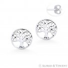Tree-of-Life 11mm .925 Sterling Silver Stud Earrings Luck Charm Push-Back Studs Tree-of-Life 11mm .925 Sterling Silver Stud Earrings Luck Charm Push-Back Studs