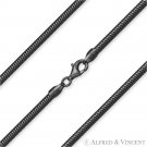 1.6mm 925 Italy Sterling Silver Black Rhodium Flexible Snake Link Chain Necklace 1.6mm 925 Italy Sterling Silver Black Rhodium Flexible Snake Link Chain Necklace