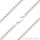 1.5mm Round Box Link .925 Italy Sterling Silver & Rhodium Italian Chain Necklace