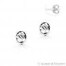 Antique-Finish Tree-of-Life Charm Stud Earrings in Oxidized .925 Sterling Silver