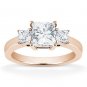 Forever ONE D-E-F Square Cut Moissanite 3-Stone Engagement Ring in 14k Rose Gold