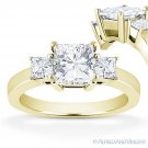 Forever ONE DEF Square Cut Moissanite 3-Stone Engagement Ring in 14k Yellow Gold Forever ONE DEF Square Cut Moissanite 3-Stone Engagement Ring in 14k Yellow Gold