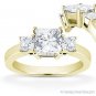Forever ONE DEF Square Cut Moissanite 3-Stone Engagement Ring in 14k Yellow Gold