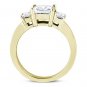 Forever ONE DEF Square Cut Moissanite 3-Stone Engagement Ring in 14k Yellow Gold