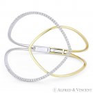 0.98ct Round Cut Diamond Pave 14k Yellow & White Gold Open-Loop Bangle Bracelet 0.98ct Round Cut Diamond Pave 14k Yellow & White Gold Open-Loop Bangle Bracelet