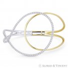 1.19ct Round Cut Diamond Pave 14k Yellow & White Gold Open-Loop Bangle Bracelet 1.19ct Round Cut Diamond Pave 14k Yellow & White Gold Open-Loop Bangle Bracelet