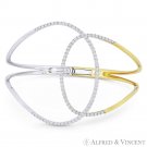1.18ct Round Cut Diamond Pave 14k Yellow & White Gold Open-Loop Bangle Bracelet 1.18ct Round Cut Diamond Pave 14k Yellow & White Gold Open-Loop Bangle Bracelet