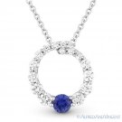 0.46 ct Sapphire Diamond Journey Circle 18k White Gold Necklace Eternity Pendant 0.46 ct Sapphire Diamond Journey Circle 18k White Gold Necklace Eternity Pendant