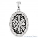 4.86ct Onyx & Round Cut Diamond 14k White Gold Antique Style Pendant & Necklace 4.86ct Onyx & Round Cut Diamond 14k White Gold Antique Style Pendant & Necklace