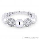 0.33ct Round Diamond Pave Ball Stackable Band Right-Hand Ring in 14k White Gold