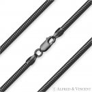 3mm .925 Italy Sterling Silver Black Rhodium Flexible Snake Link Chain Necklace 3mm .925 Italy Sterling Silver Black Rhodium Flexible Snake Link Chain Necklace