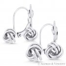 8mm or 10mm Love Knot Charm Leverback Drop/Dangle Earrings in 14k White Gold 8mm or 10mm Love Knot Charm Leverback Drop/Dangle Earrings in 14k White Gold