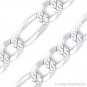10mm Figaro Link Chain Diamond-Cut Pave Bracelet Solid 925 Italy Sterling Silver