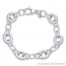 12.3mm D-Cut & 8.3mm Oval Cable Solid .925 Italy Sterling Silver Chain Bracelet