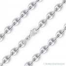 Sterling Silver Rhodium 6.2mm Hollow Puffed Marina Mariner Link Chain Bracelet