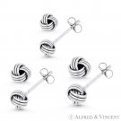 Love Knot Charm 4.5mm, 5mm, or 5.5mm Push-back Stud Earrings in 14k White Gold