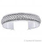 Basket-Weave Adjustable 15mm Open-Cuff Bangle Solid 925 Sterling Silver Bracelet Basket-Weave Adjustable 15mm Open-Cuff Bangle Solid 925 Sterling Silver Bracelet