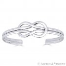 Love Knot Square Hercules Sailor Charm Open Cuff Bangle in .925 Sterling Silver