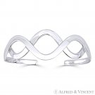 Overlapping Wave Adjustable Open Cuff Bangle Solid .925 Sterling Silver Bracelet Overlapping Wave Adjustable Open Cuff Bangle Solid .925 Sterling Silver Bracelet