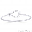 Freeform Loop Charm Wristband Cuff Bangle Bracelet in Solid .925 Sterling Silver
