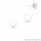 Flat Heart Love Charm 6mm x 7mm Pushback Stud Earrings 925 Sterling Silver Studs Flat Heart Love Charm 6mm x 7mm Pushback Stud Earrings 925 Sterling Silver Studs