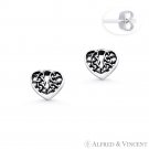 Woven Heart Love Charm Stud Earrings Antique-Finished .925 Sterling Silver Studs Woven Heart Love Charm Stud Earrings Antique-Finished .925 Sterling Silver Studs