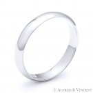 3mm Plain Dome Men's Women's Wedding Band in Solid 925 Sterling Silver & Rhodium 3mm Plain Dome Men's Women's Wedding Band in Solid 925 Sterling Silver & Rhodium
