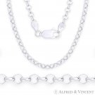 3.2mm Open Rolo Circle Cable Link Italian Chain Necklace in .925 Sterling Silver