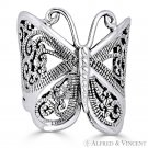 Butterfly Animal Charm Milgrain Wide Wrap Ring in Oxidized .925 Sterling Silver Butterfly Animal Charm Milgrain Wide Wrap Ring in Oxidized .925 Sterling Silver