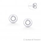 7mm Open Circle Tube Stud Earrings w/ Push-Backs in Genuine .925 Sterling Silver