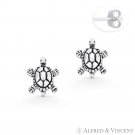 Turtle Sea / Beach Life Animal Charm Oxidized .925 Sterling Silver Stud Earrings Turtle Sea / Beach Life Animal Charm Oxidized .925 Sterling Silver Stud Earrings