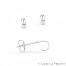 Double-Line Half-Hoop Stud Earrings w/ Push-Backs in Genuine 925 Sterling Silver Double-Line Half-Hoop Stud Earrings w/ Push-Backs in Genuine 925 Sterling Silver