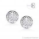 Celtic Flower & Circle Irish Charm Stud Earrings in Oxidized 925 Sterling Silver Celtic Flower & Circle Irish Charm Stud Earrings in Oxidized 925 Sterling Silver