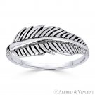 Eagle Wing Feather Charm Oxidized .925 Sterling Silver Stackable Right-Hand Ring