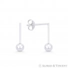4mm Polished Ball Bead Drop Earrings w/ Push-Back Posts in .925 Sterling Silver 4mm Polished Ball Bead Drop Earrings w/ Push-Back Posts in .925 Sterling Silver