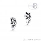 Antique-Finish Angel's Wing Charm Stud Earrings in Oxidized .925 Sterling Silver Antique-Finish Angel's Wing Charm Stud Earrings in Oxidized .925 Sterling Silver