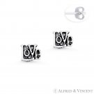 Antique-Finish "Love" Word Script Charm Stud Earrings .925 Sterling Silver Studs Antique-Finish "Love" Word Script Charm Stud Earrings .925 Sterling Silver Studs