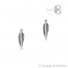 Antique-Finish Bird's Wing Feather Charm Stud Earrings 925 Sterling Silver Studs Antique-Finish Bird's Wing Feather Charm Stud Earrings 925 Sterling Silver Studs