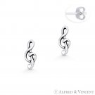 G-Clef Music Note Musician Charm Stud Earrings in Oxidized .925 Sterling Silver G-Clef Music Note Musician Charm Stud Earrings in Oxidized .925 Sterling Silver
