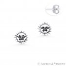 Smiling Face Sun Celestial Charm Oxidized .925 Sterling Silver 7mm Stud Earrings Smiling Face Sun Celestial Charm Oxidized .925 Sterling Silver 7mm Stud Earrings