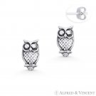 Perched Owl Animal Wisdom Charm Stud Earrings Oxidized Solid 925 Sterling Silver Perched Owl Animal Wisdom Charm Stud Earrings Oxidized Solid 925 Sterling Silver