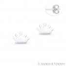 Monarch Crown Princess Queen Royalty Charm Stud Earrings in .925 Sterling Silver