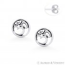 Om Aum Symbol Hindu Buddhist Charm Stud Earrings in Oxidized 925 Sterling Silver Om Aum Symbol Hindu Buddhist Charm Stud Earrings in Oxidized 925 Sterling Silver