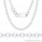 2.6mm Open Rolo Circle Cable Link Italian Chain Necklace in .925 Sterling Silver
