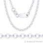 2.6mm Open Rolo Circle Cable Link Italian Chain Necklace in .925 Sterling Silver