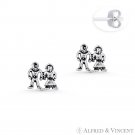 Married / Wedding Couple Charm Stud Earrings Oxidized .925 Sterling Silver Studs Married / Wedding Couple Charm Stud Earrings Oxidized .925 Sterling Silver Studs