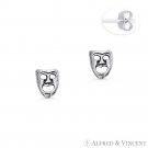 Actor's Happy Face Theater / Opera Mask Charm .925 Sterling Silver Stud Earrings