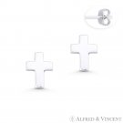 Latin Cross Christian Charm 10mmx7mm Stud Earrings in Solid .925 Sterling Silver Latin Cross Christian Charm 10mmx7mm Stud Earrings in Solid .925 Sterling Silver