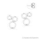 Triple Open Circle Cluster Charm 925 Sterling Silver Stud Earrings w/ Push-Backs Triple Open Circle Cluster Charm 925 Sterling Silver Stud Earrings w/ Push-Backs